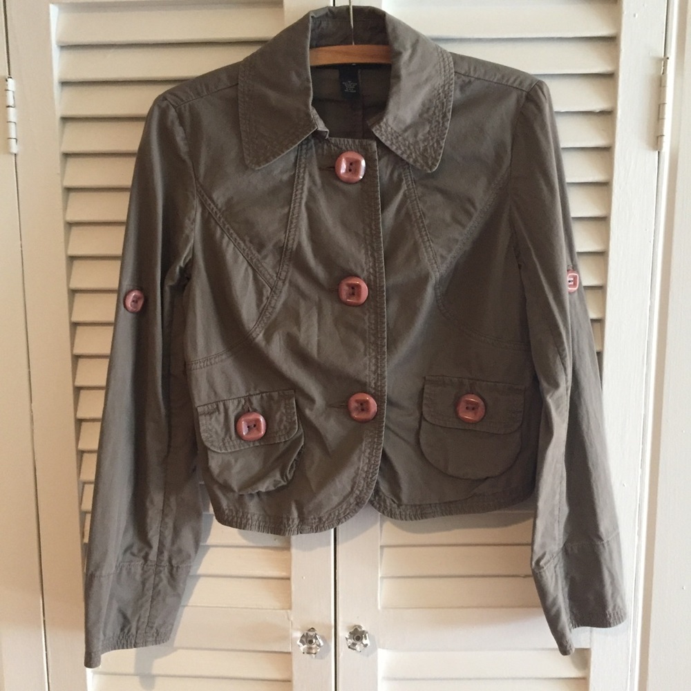 Khaki green INC crop blazer/jacket
